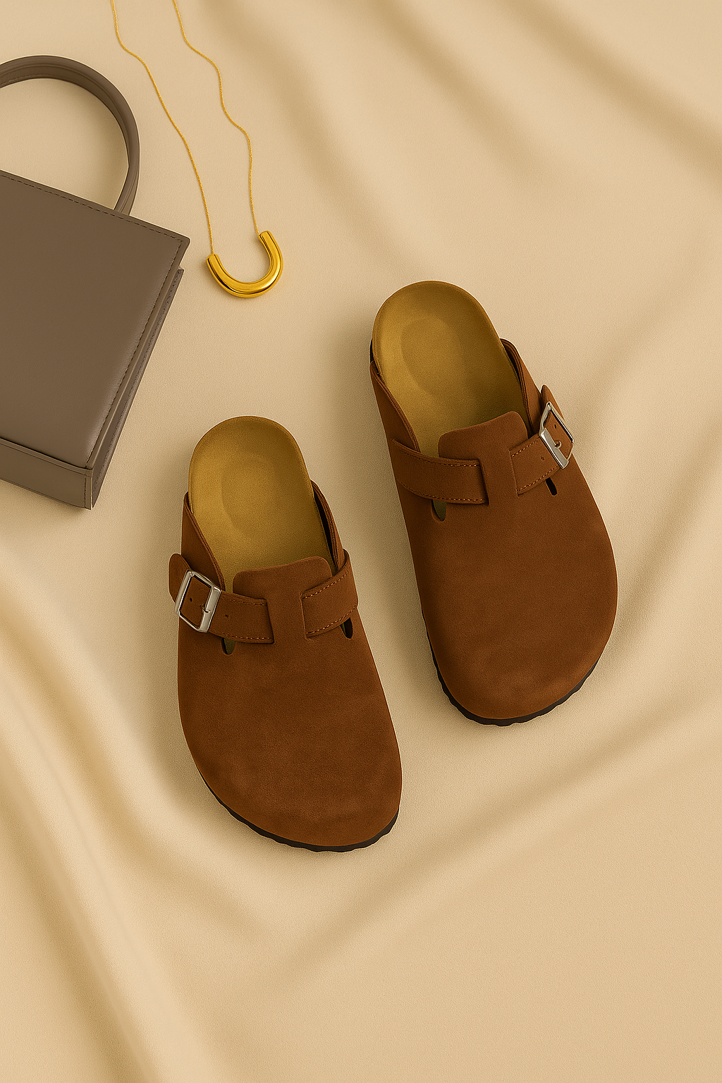 Women’s Sandals – Suede-Look Slip-On, Cushioned & Supportive