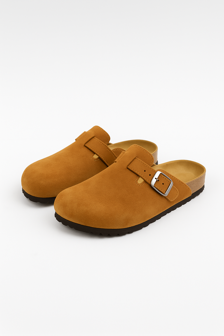 Women’s Sandals – Suede-Look Slip-On, Cushioned & Supportive