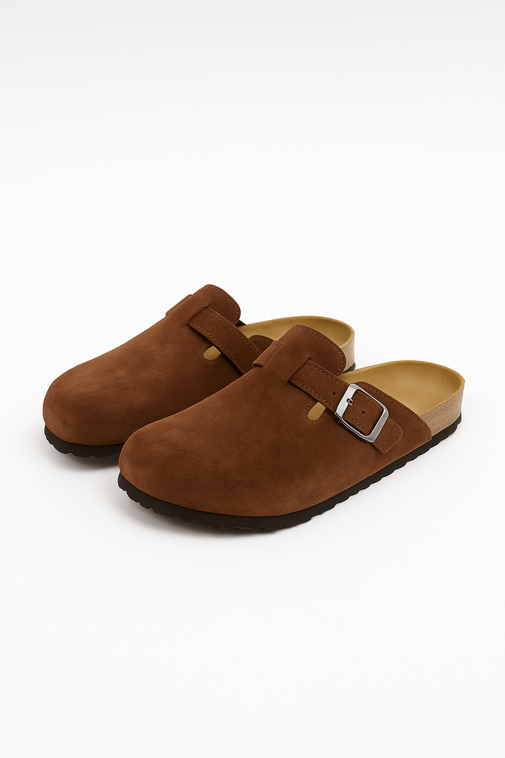 Women’s Sandals – Suede-Look Slip-On, Cushioned & Supportive