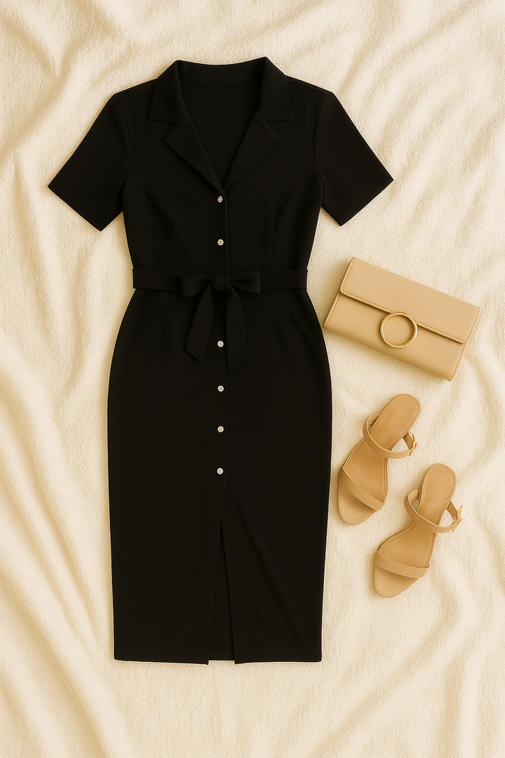Women’s Shirt Dress – Textured Look, Elegant & Breezy