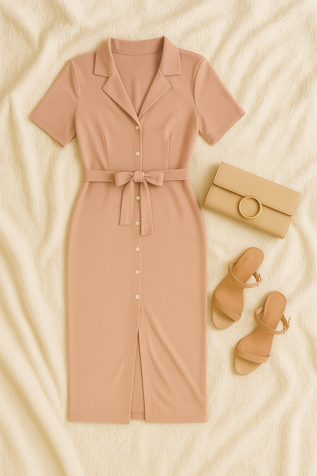 Women’s Shirt Dress – Textured Look, Elegant & Breezy