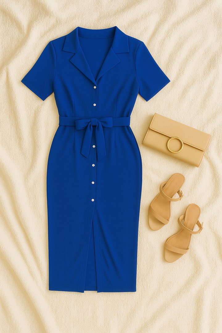 Women’s Shirt Dress – Textured Look, Elegant & Breezy