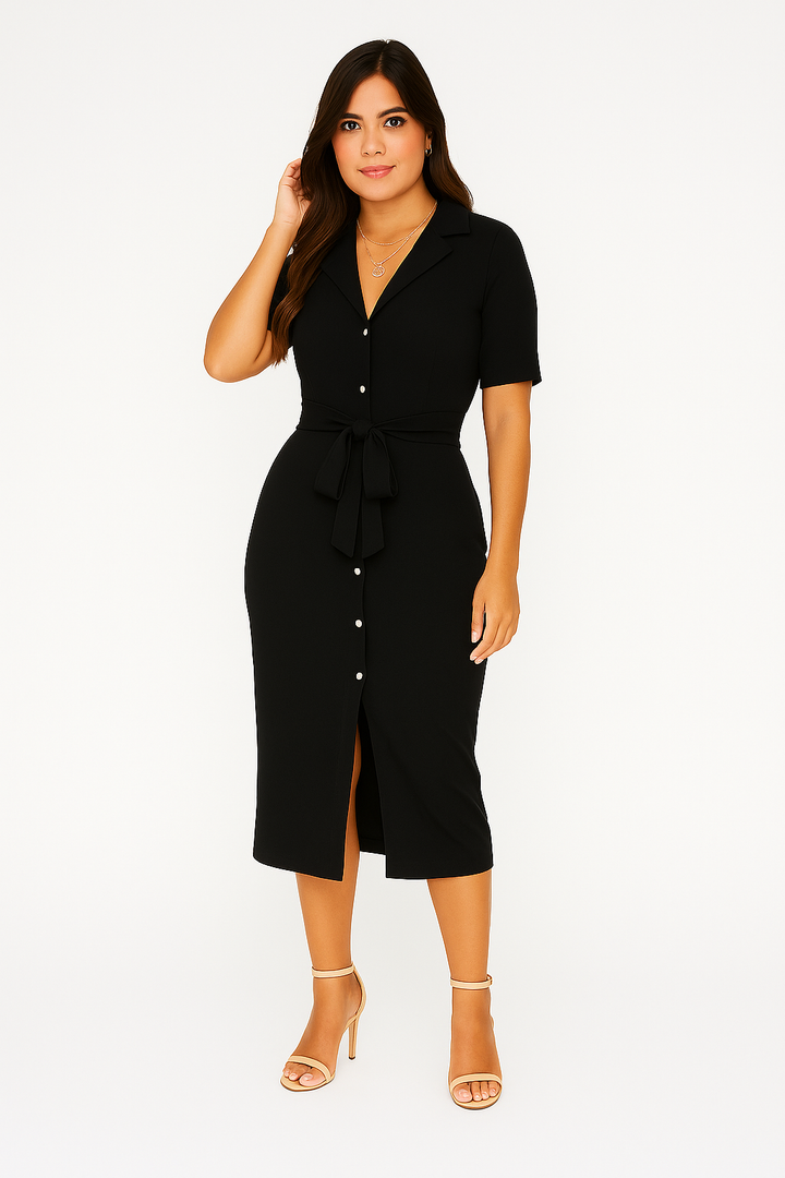 Women’s Shirt Dress – Textured Look, Elegant & Breezy