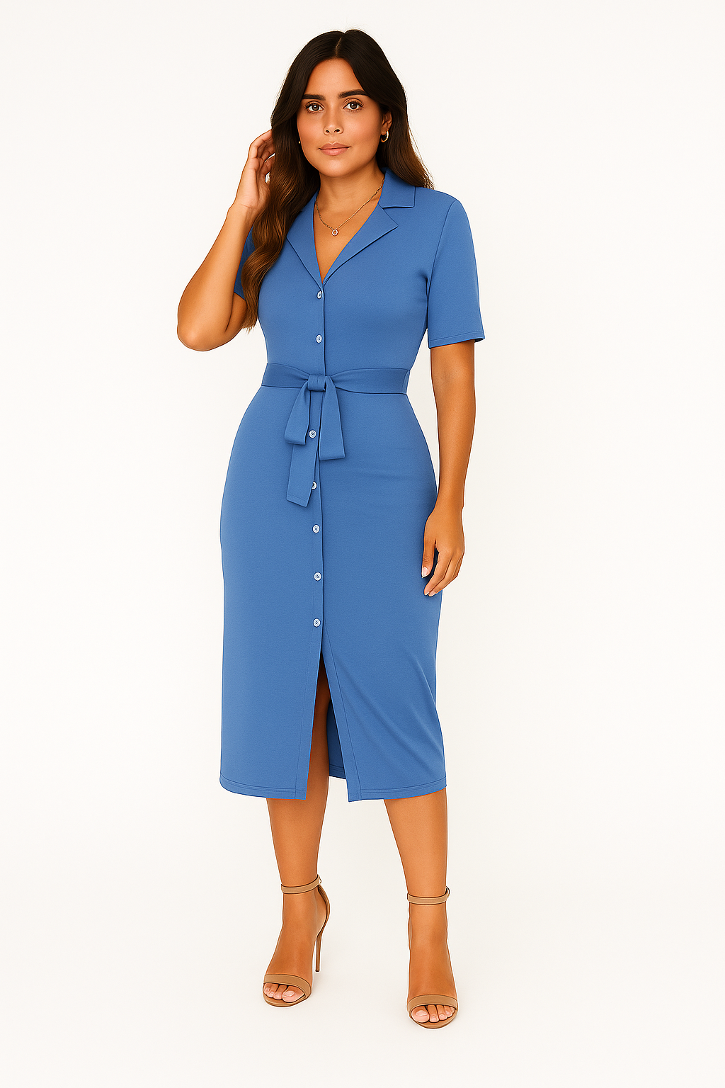 Women’s Shirt Dress – Textured Look, Elegant & Breezy