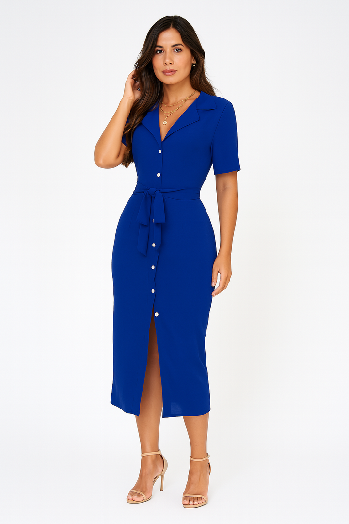 Women’s Shirt Dress – Textured Look, Elegant & Breezy