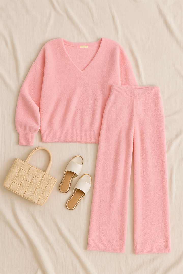 Women’s Matching Set – Knit-Look, Warm & Elegant
