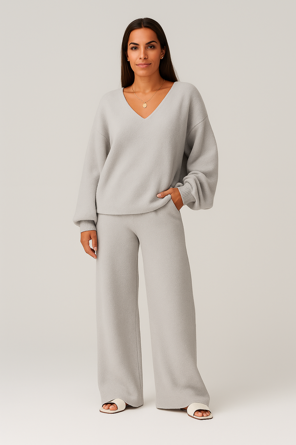 Women’s Matching Set – Knit-Look, Warm & Elegant