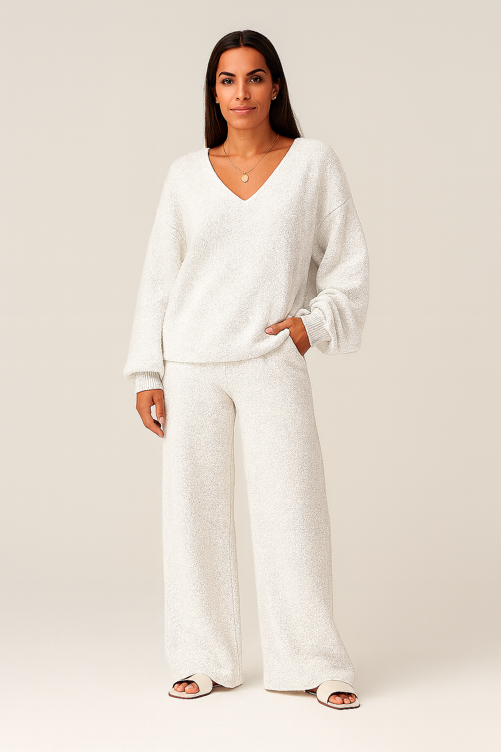 Women’s Matching Set – Knit-Look, Warm & Elegant