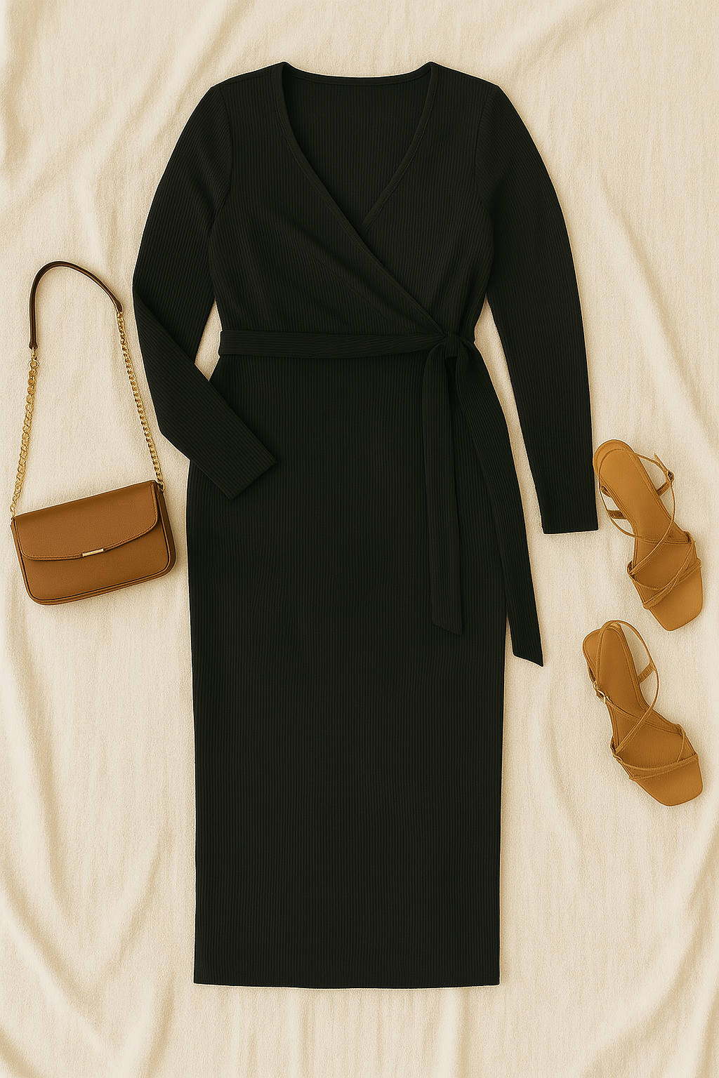 Women’s Dress – Pleated-Look, Elegant & Slimming