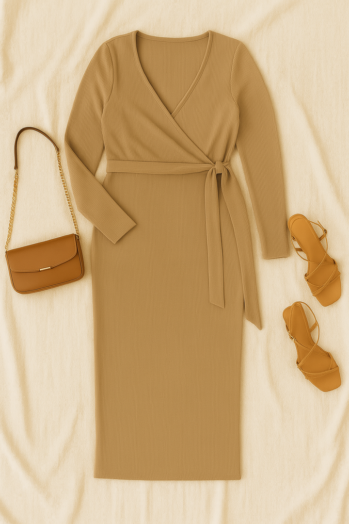 Women’s Dress – Pleated-Look, Elegant & Slimming