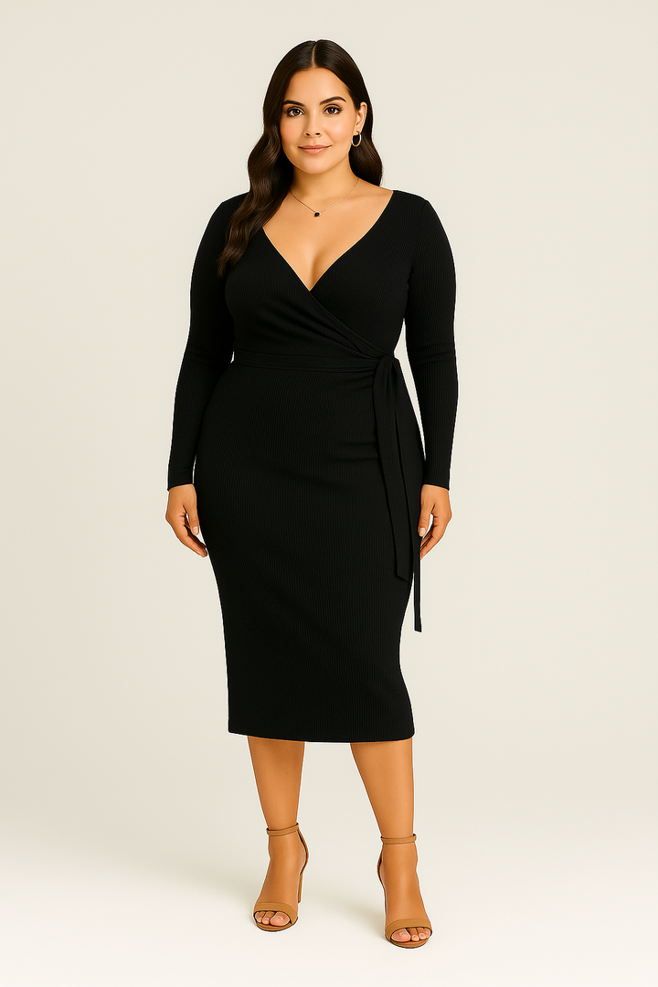 Women’s Dress – Pleated-Look, Elegant & Slimming