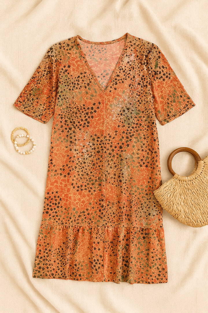 Women’s Dress – V-Neck Midi, Soft & Elegant