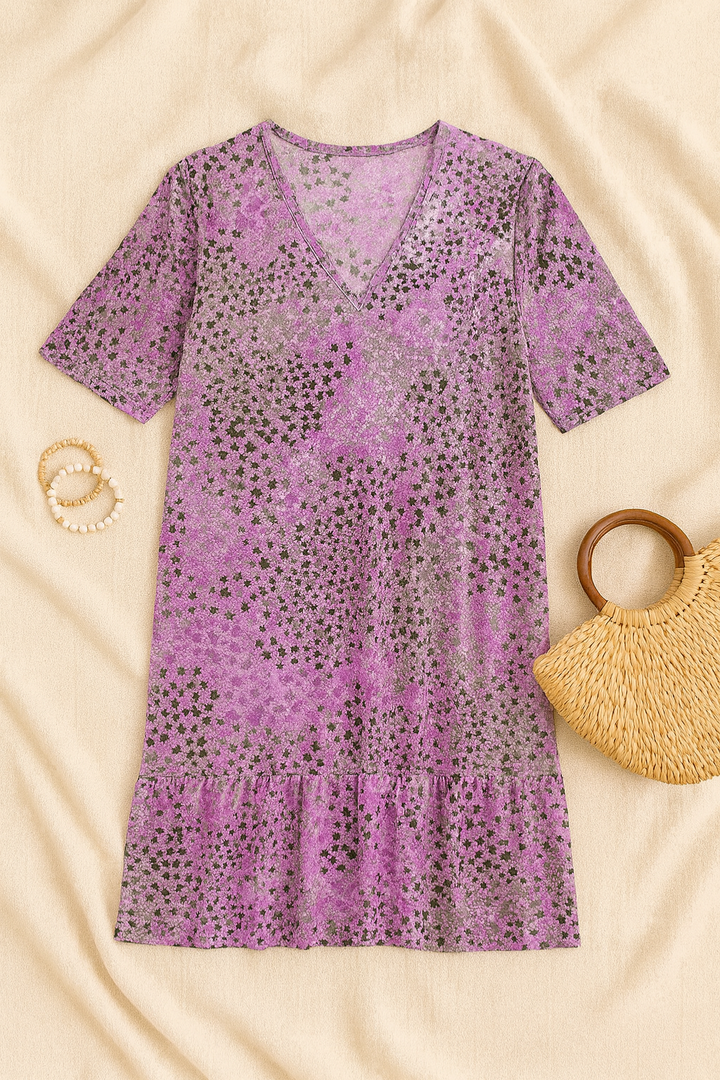 Women’s Dress – V-Neck Midi, Soft & Elegant