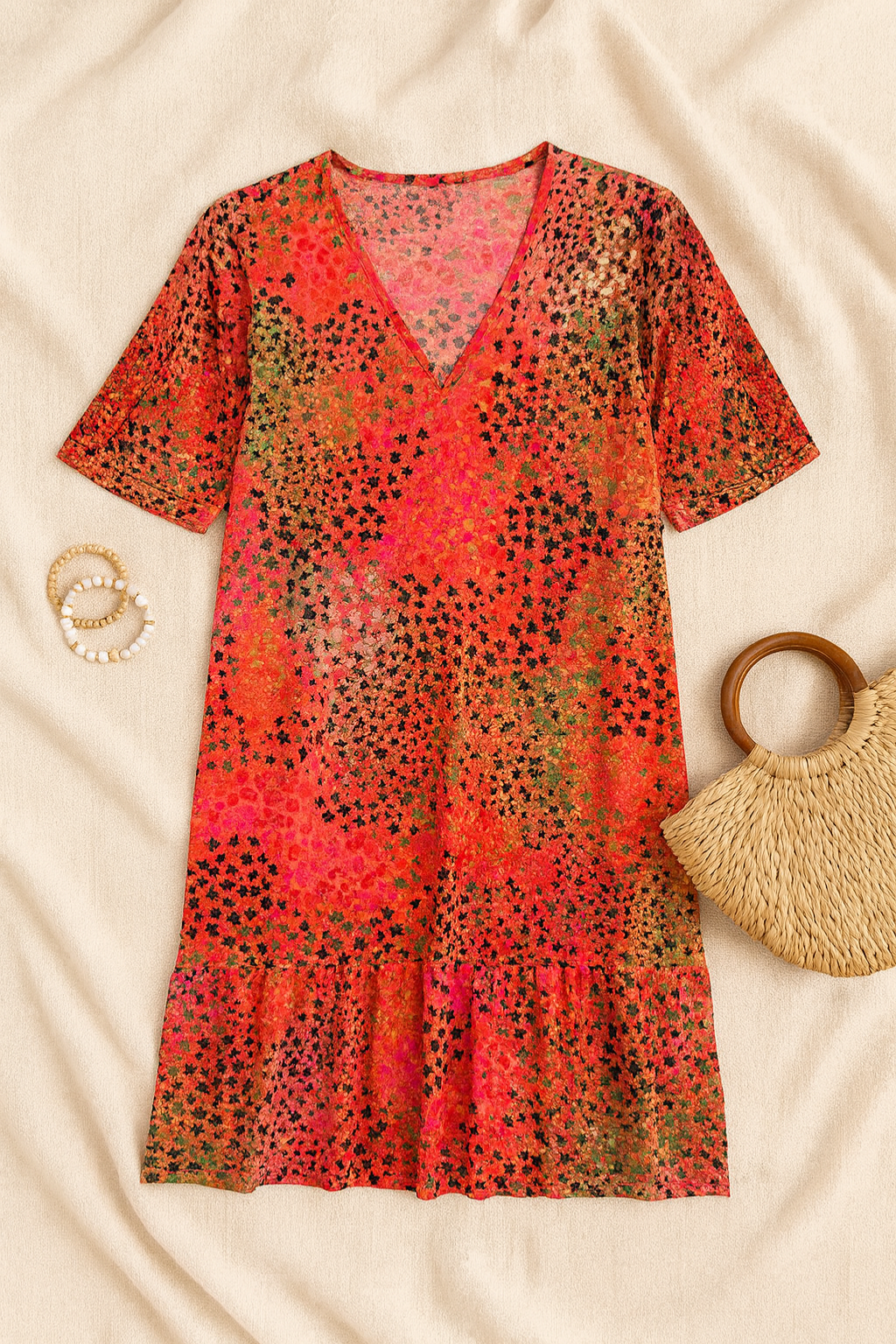 Women’s Dress – V-Neck Midi, Soft & Elegant