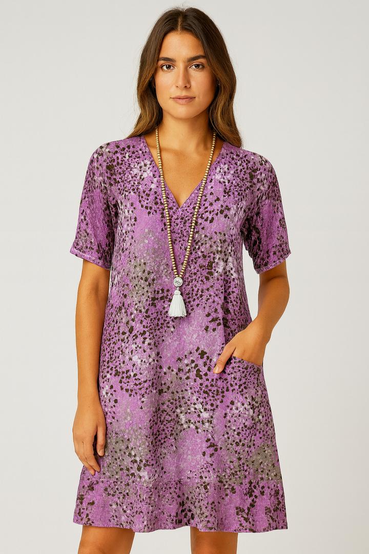 Women’s Dress – V-Neck Midi, Soft & Elegant