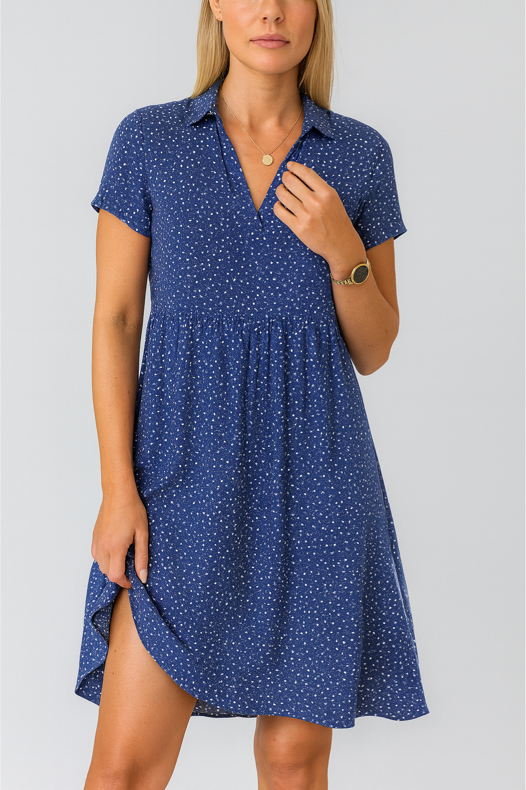 Women’s Dress – Short-Sleeved Midi, Light & Stylish