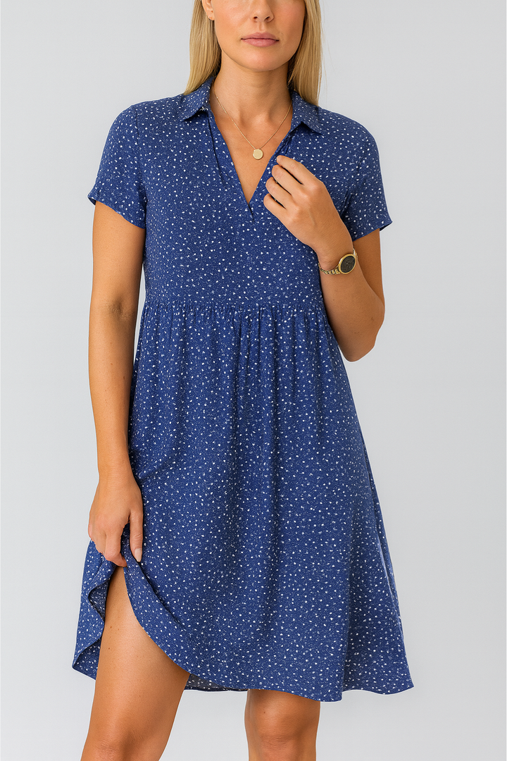 Women’s Dress – Short-Sleeved Midi, Light & Stylish