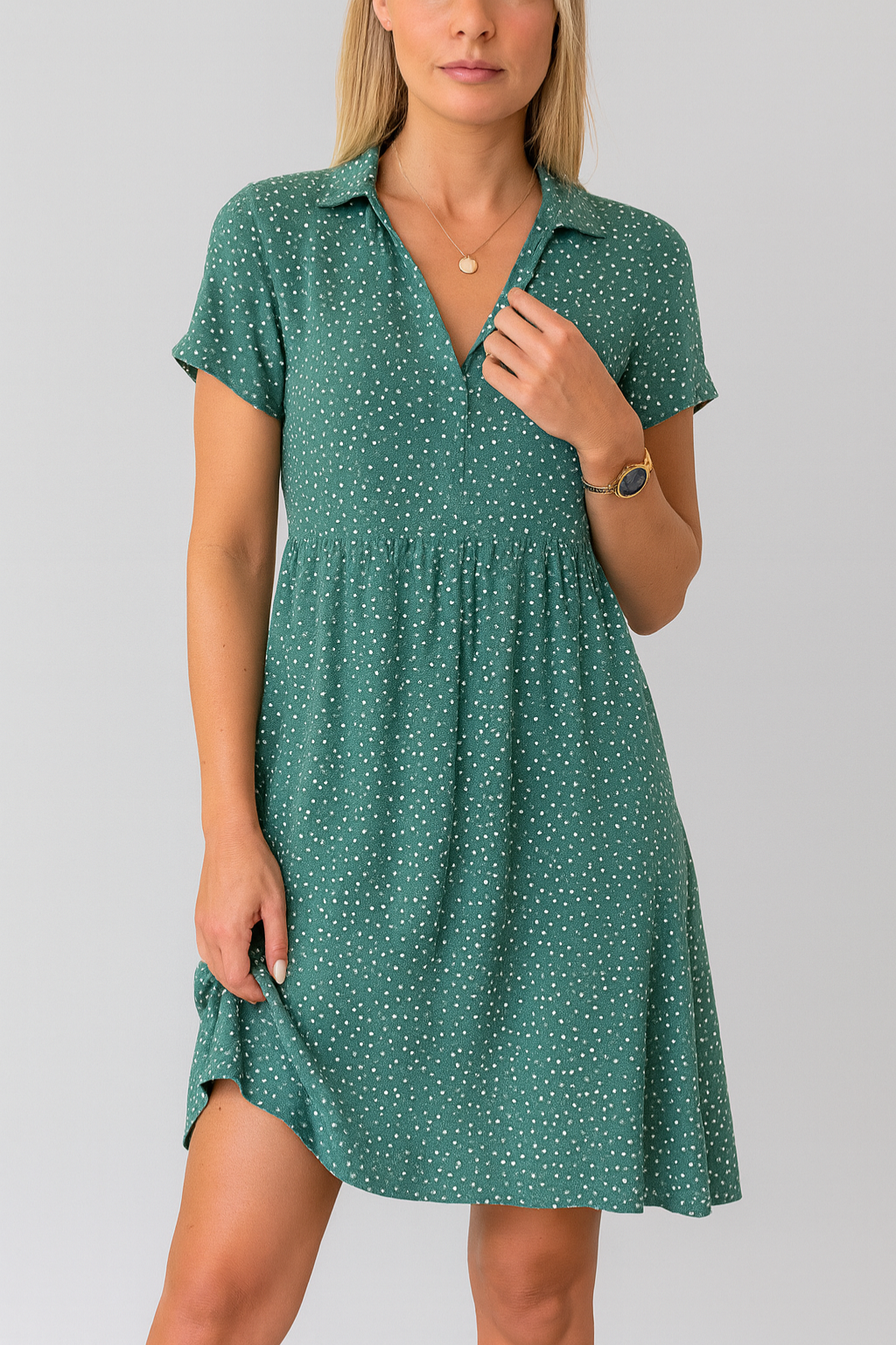 Women’s Dress – Short-Sleeved Midi, Light & Stylish