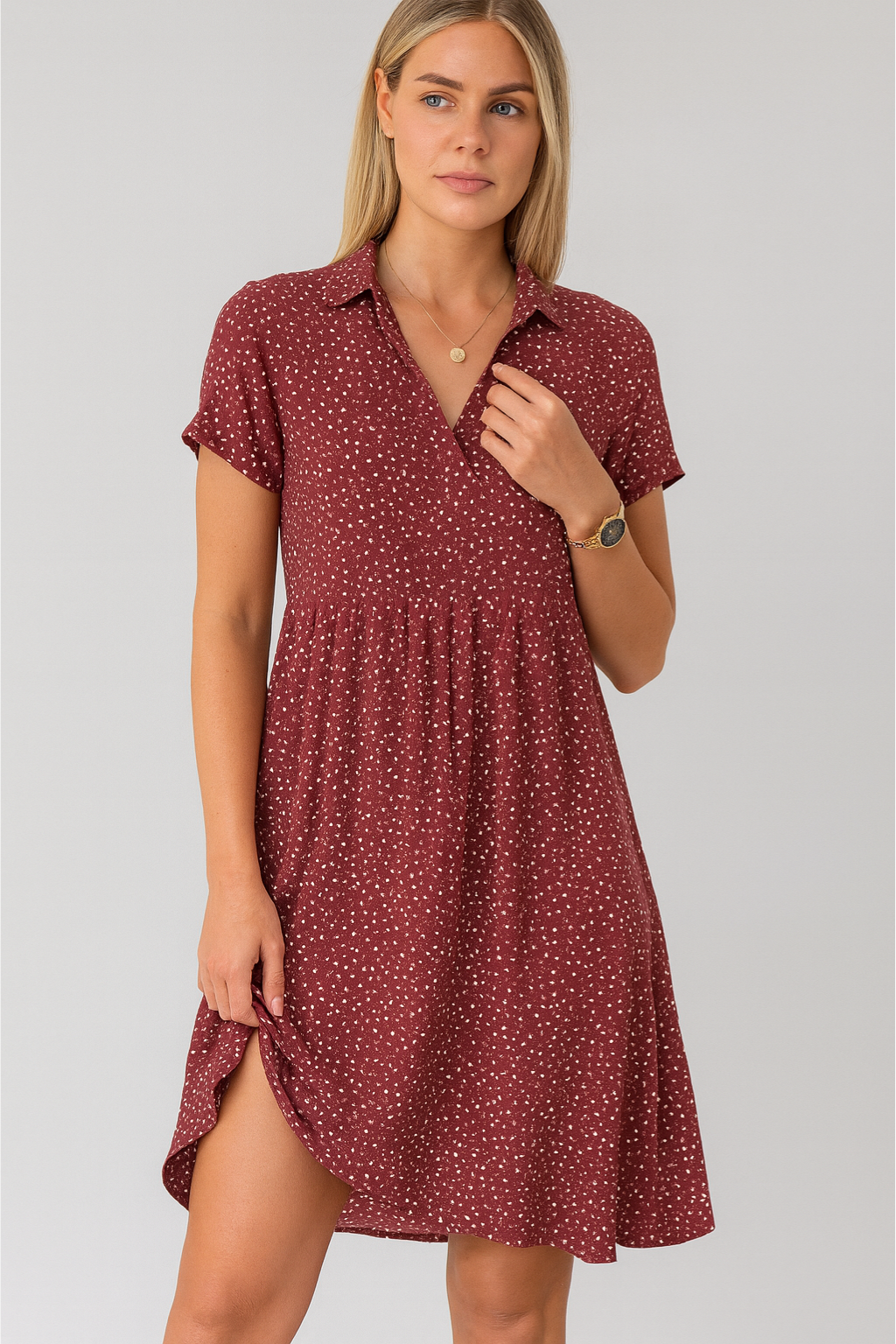 Women’s Dress – Short-Sleeved Midi, Light & Stylish