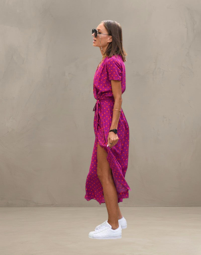 AMELIA | COLOURFUL V-NECK DRESS