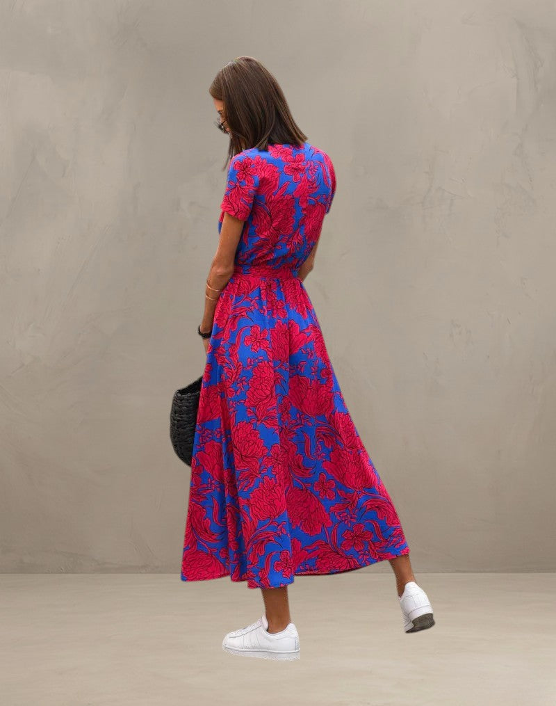 AMELIA | COLOURFUL V-NECK DRESS