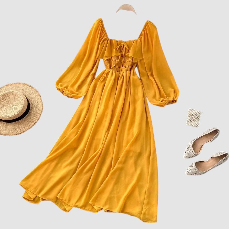 MARGOT | SQUARE NECK CHIFFON MAXI DRESS