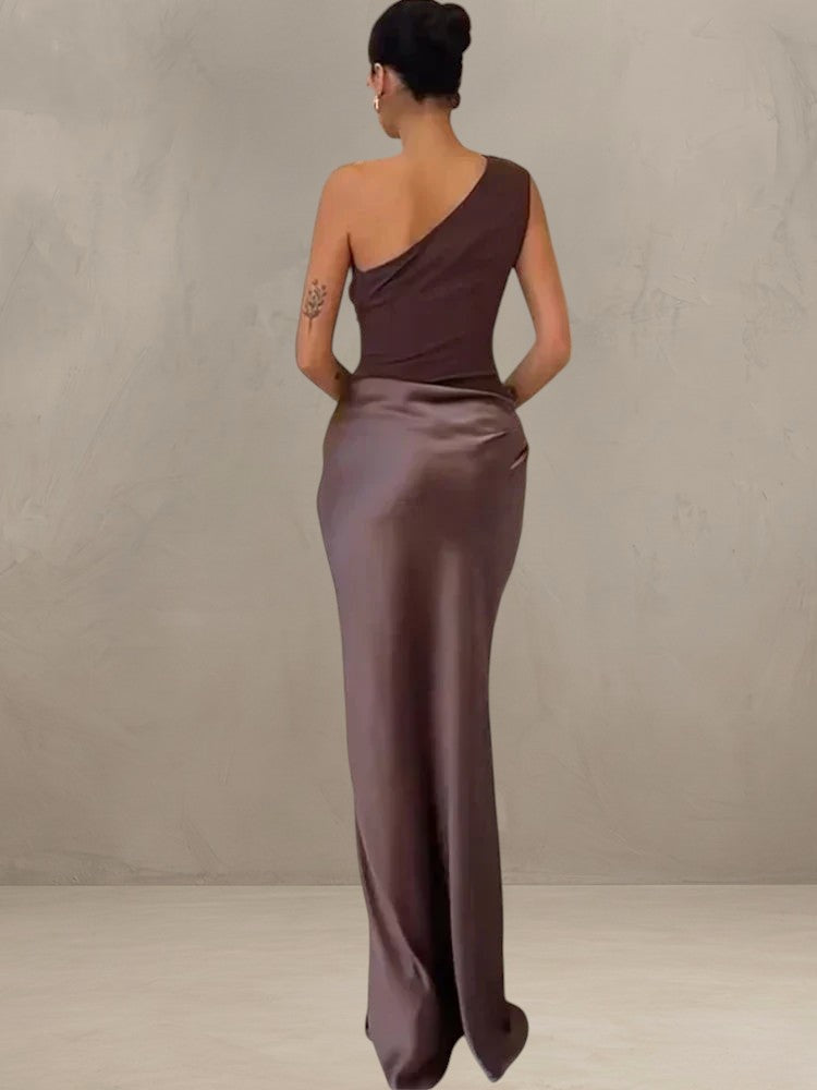 LUNA | MAXI DRESS WITH SATIN SPLIT