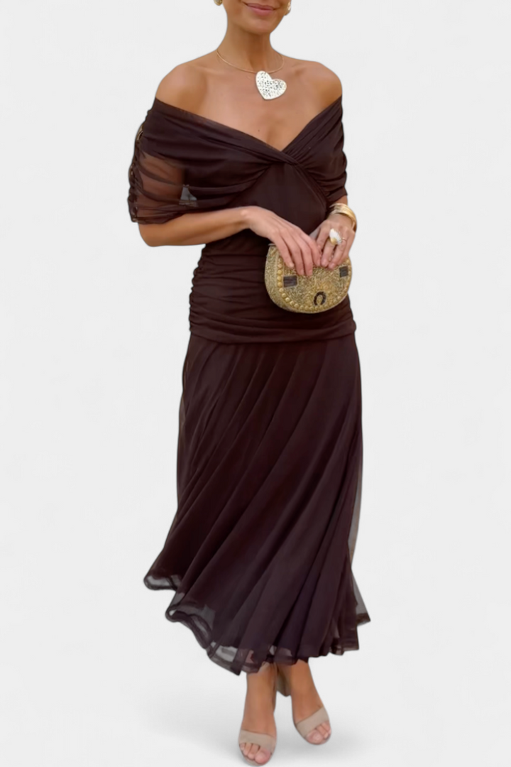 FLORANDORA | LONG FLORAL V-NECK DRESS