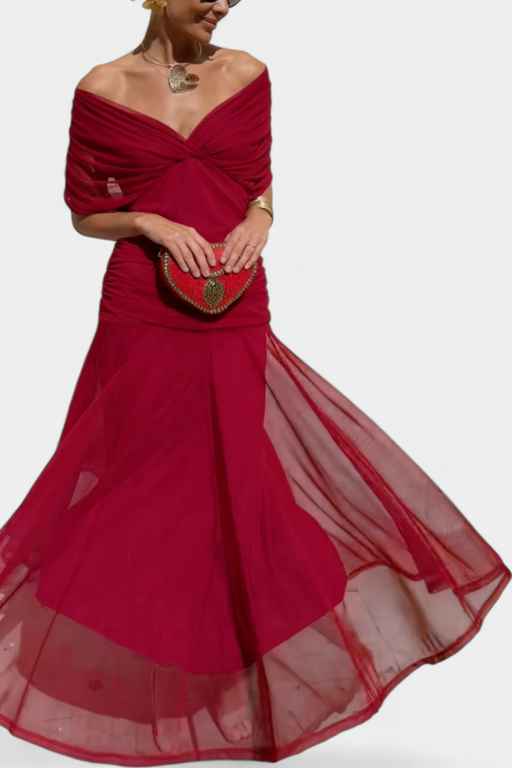 FLORANDORA | LONG FLORAL V-NECK DRESS