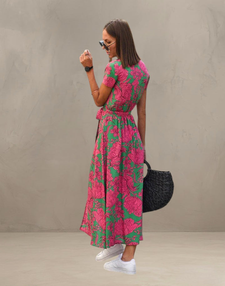 AMELIA | COLOURFUL V-NECK DRESS