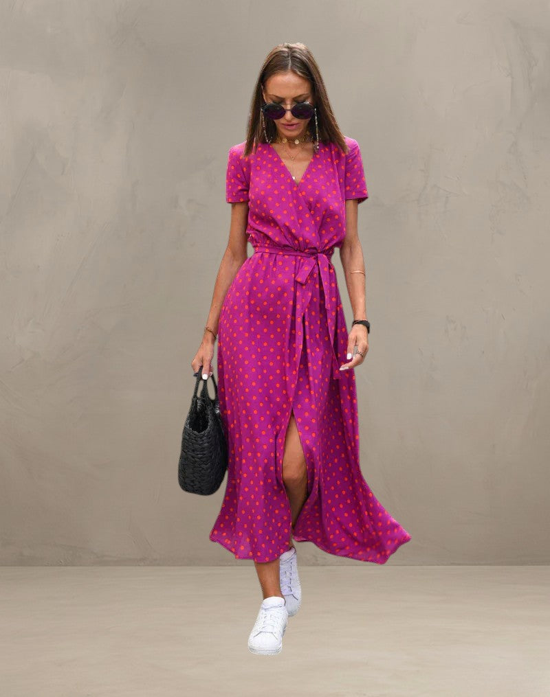 AMELIA | COLOURFUL V-NECK DRESS