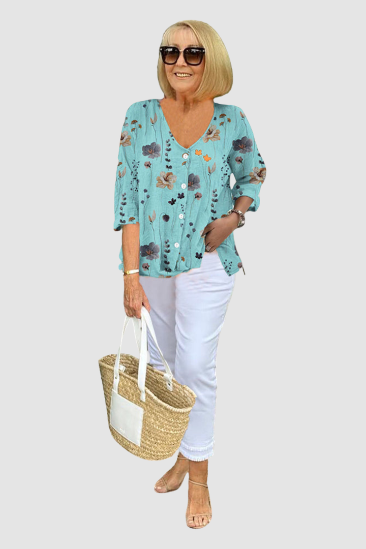 ALVINA | ELEGANT FLORAL BLOUSE