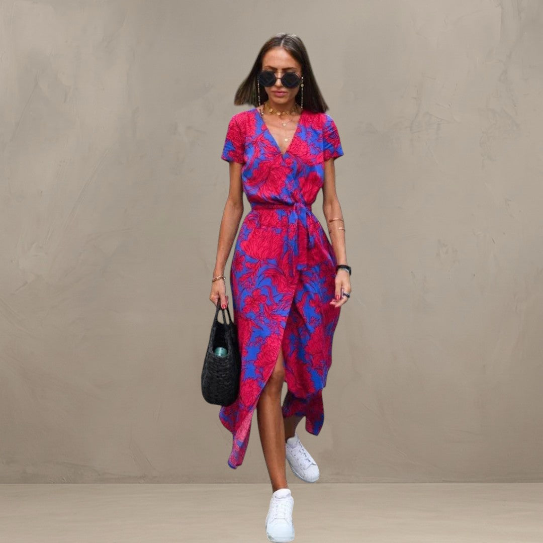 AMELIA | COLOURFUL V-NECK DRESS