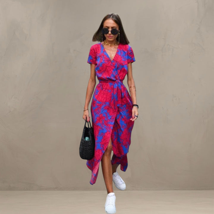 AMELIA | COLOURFUL V-NECK DRESS