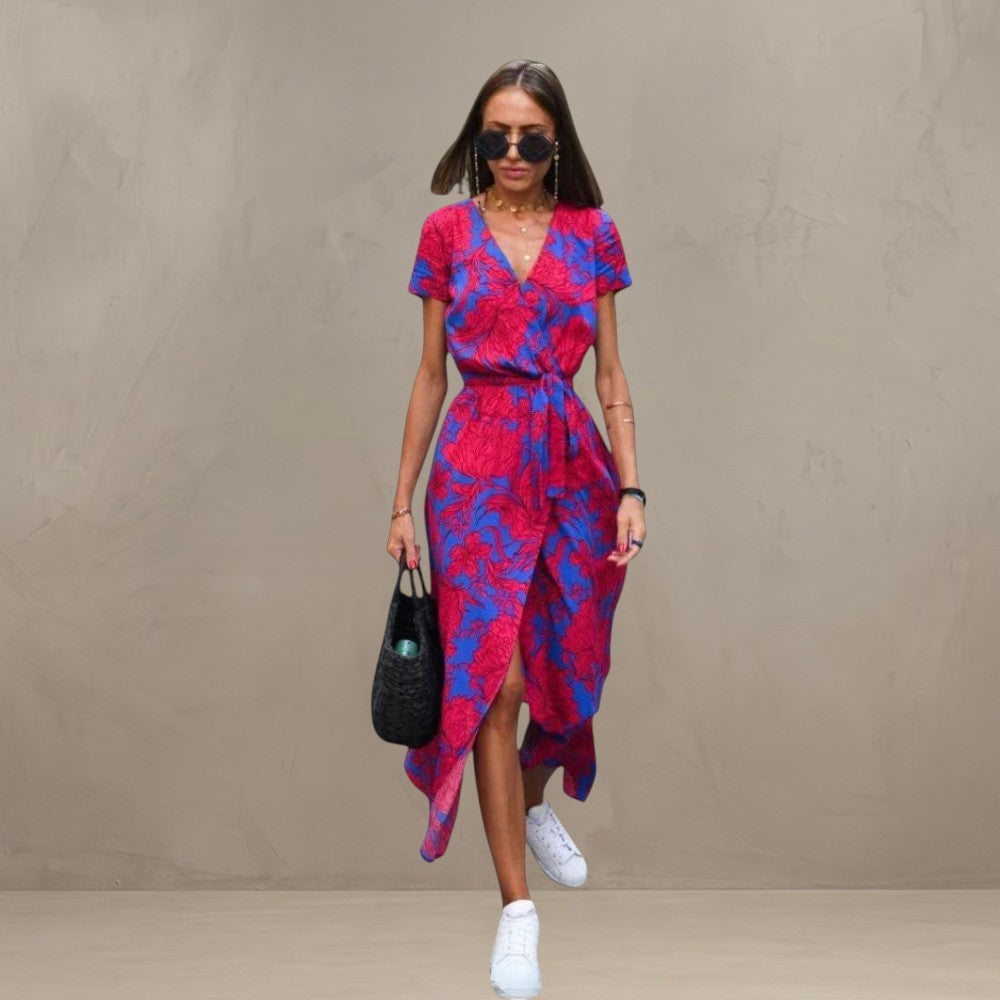 AMELIA | COLOURFUL V-NECK DRESS