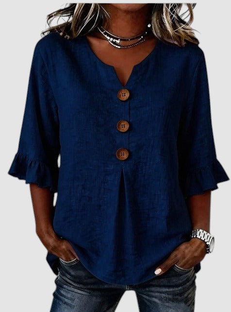 SOPHIA | LINEN BLEND BUTTON BLOUSE