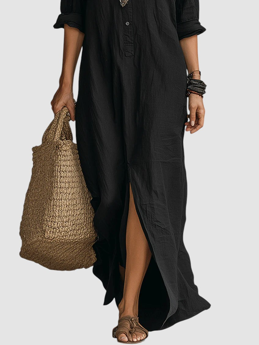 SOLINE | BUTTON MAXI DRESS