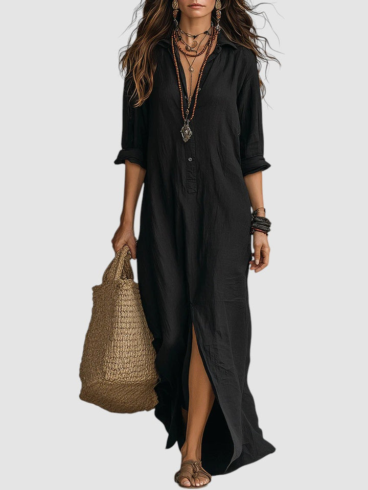 SOLINE | BUTTON MAXI DRESS
