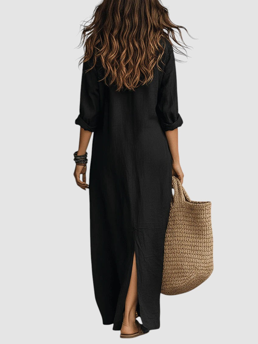 SOLINE | BUTTON MAXI DRESS