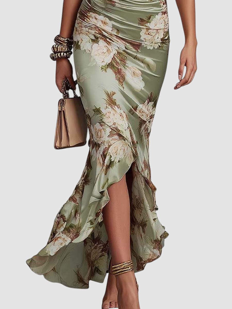VALENTINA | FLORAL SATIN MIDI DRESS