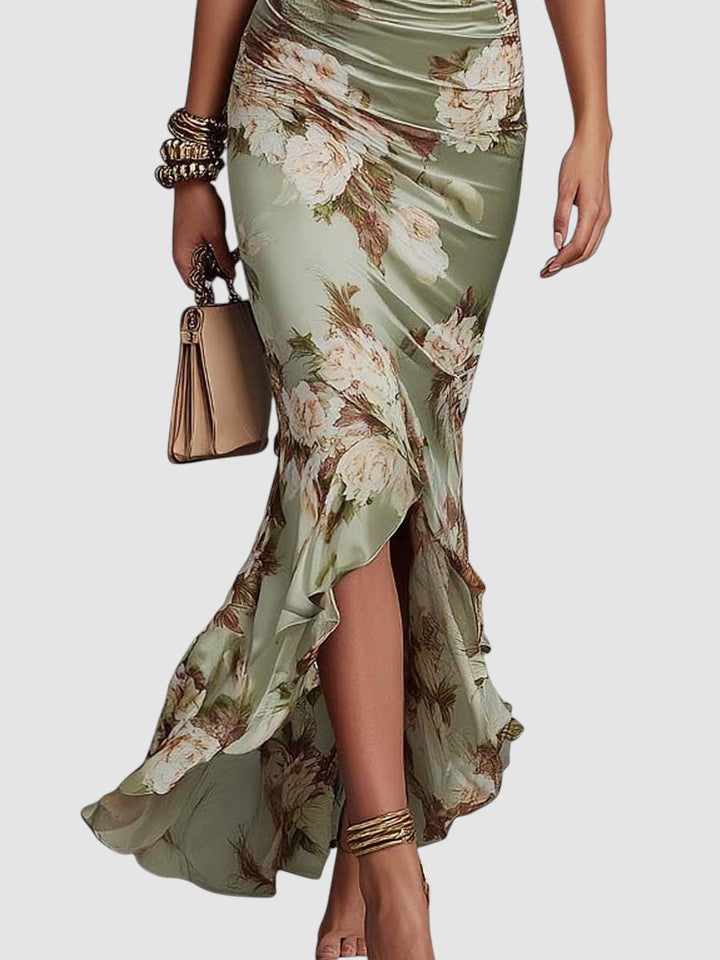 VALENTINA | FLORAL SATIN MIDI DRESS