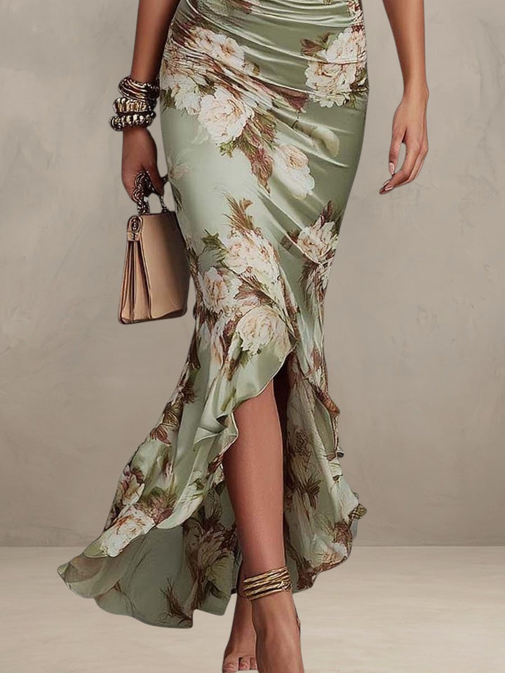 VALENTINA - FLORAL SATIN MIDI DRESS