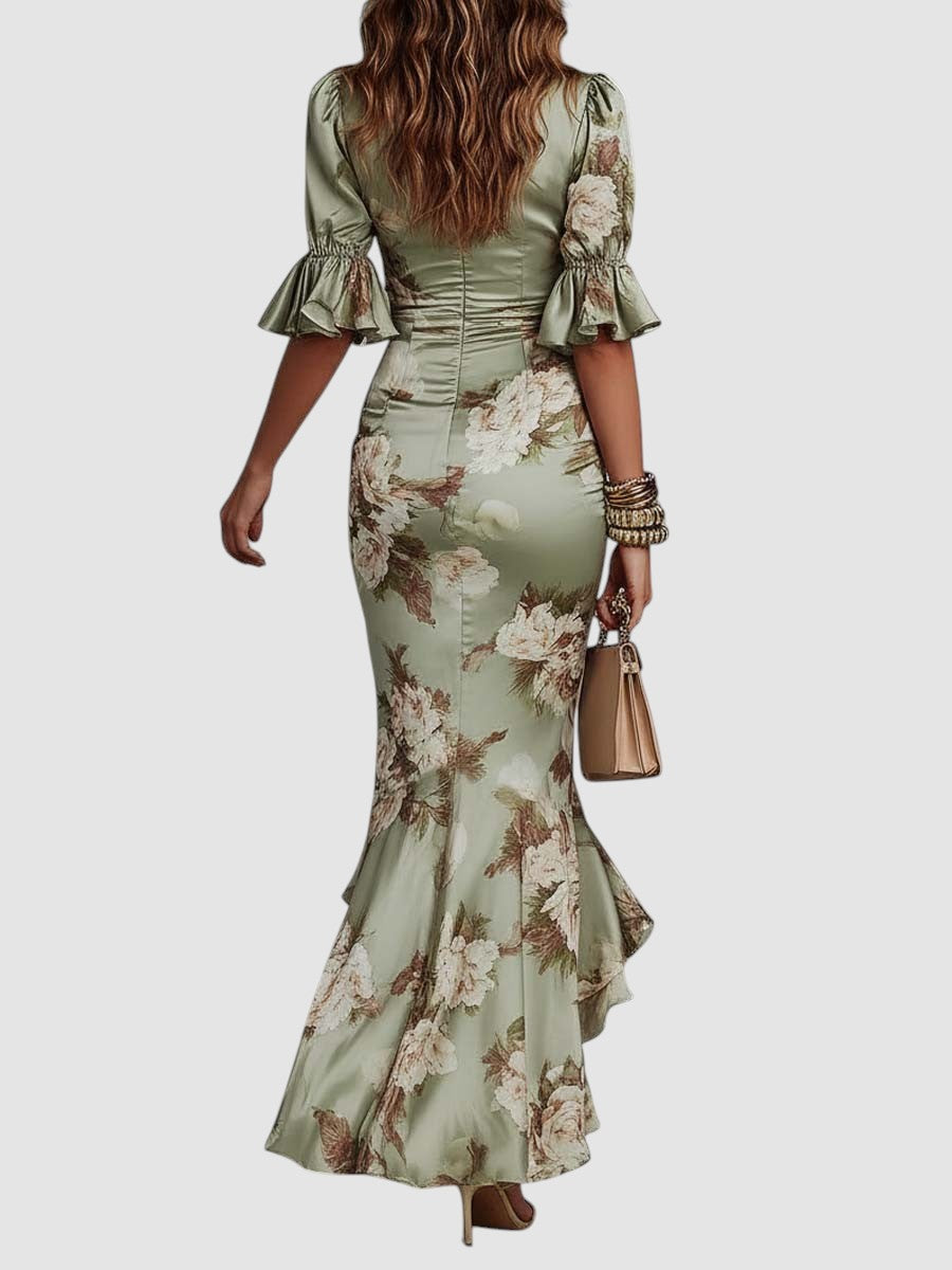 VALENTINA | FLORAL SATIN MIDI DRESS