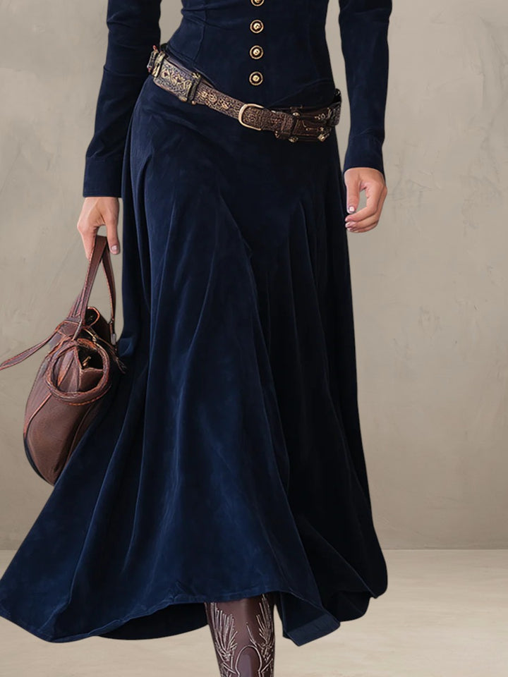 DANIA | SUEDE BUTTON MIDI DRESS