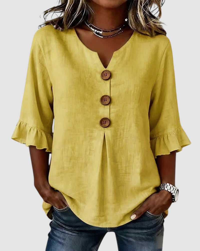 SOPHIA | LINEN BLEND BUTTON BLOUSE