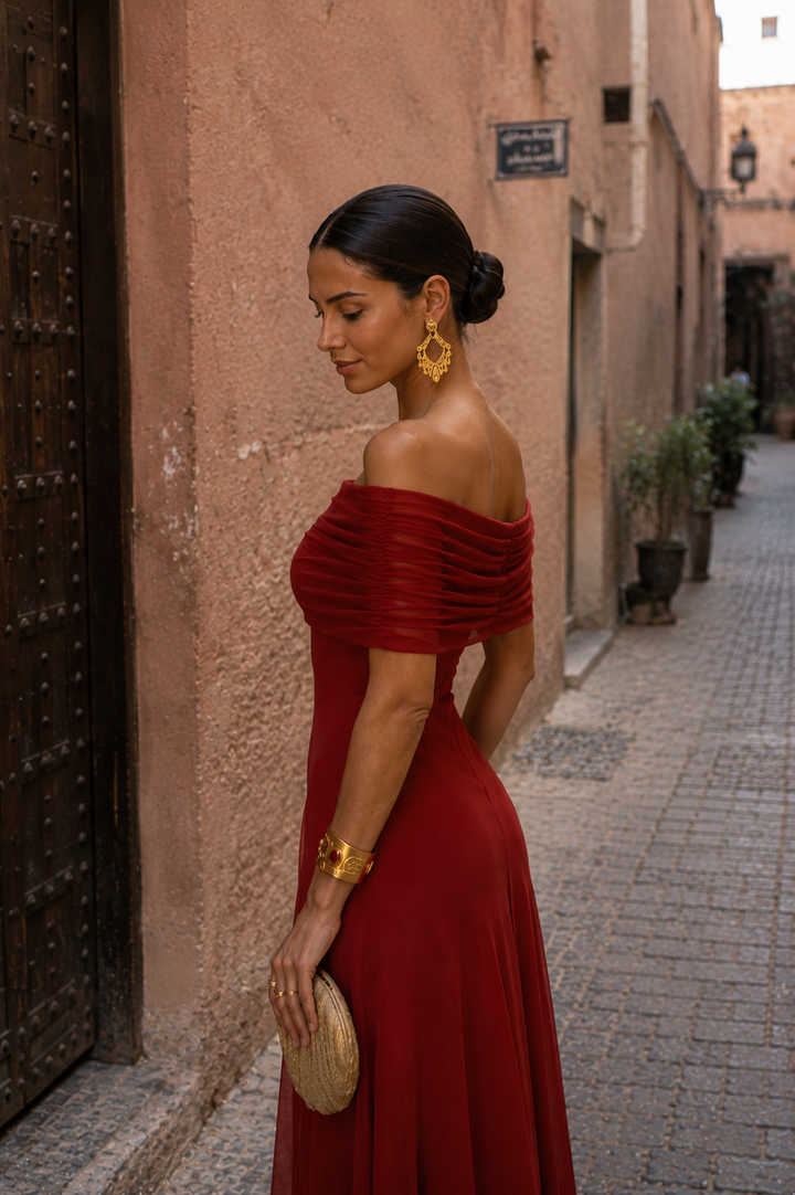 SERENA | EARTH-TONE HALTER MAXI DRESS