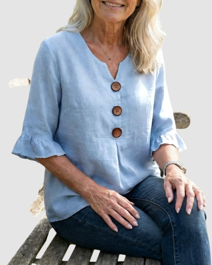 SOPHIA | LINEN BLEND BUTTON BLOUSE