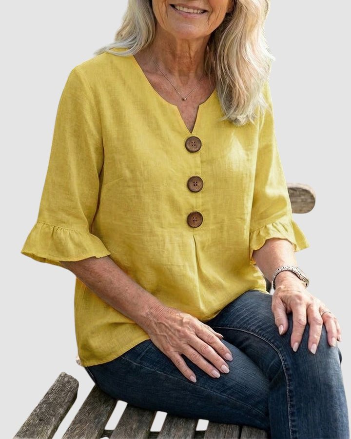 SOPHIA | LINEN BLEND BUTTON BLOUSE