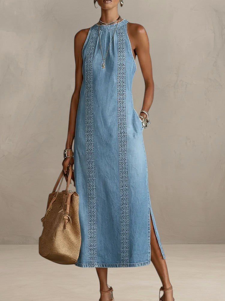 AURORA | DENIM DRESS WITH RETRO LACE