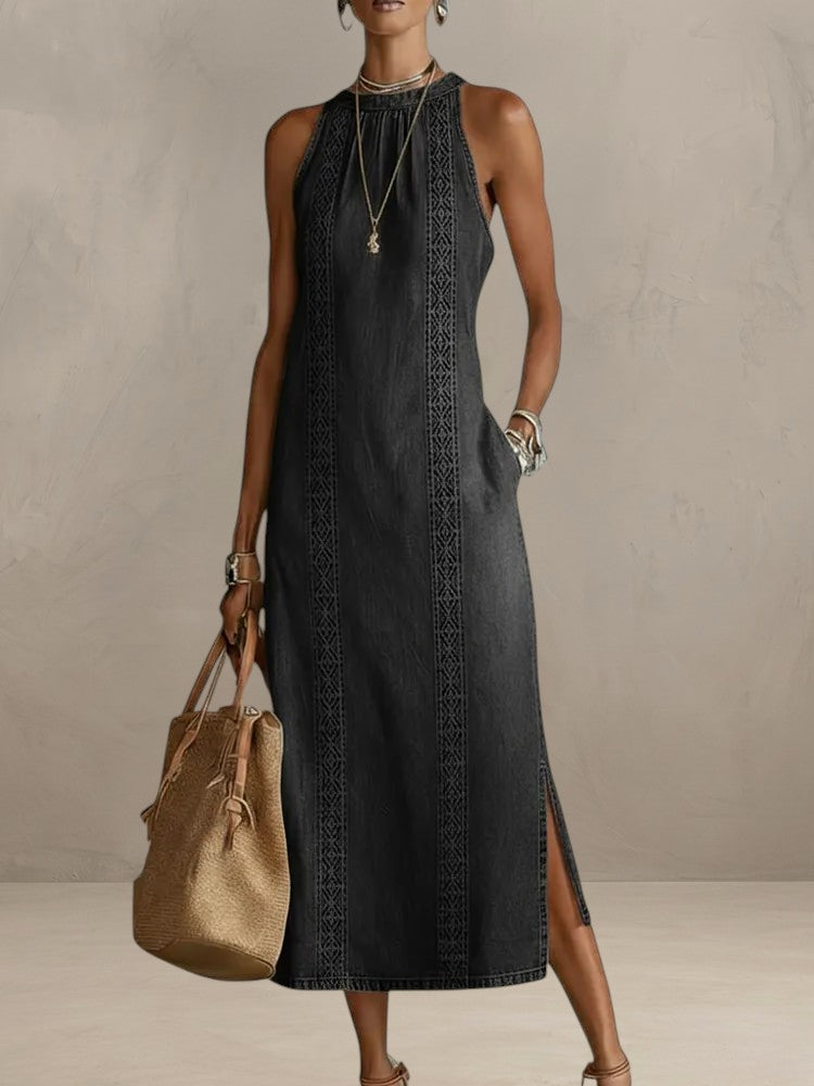 AURORA | DENIM DRESS WITH RETRO LACE
